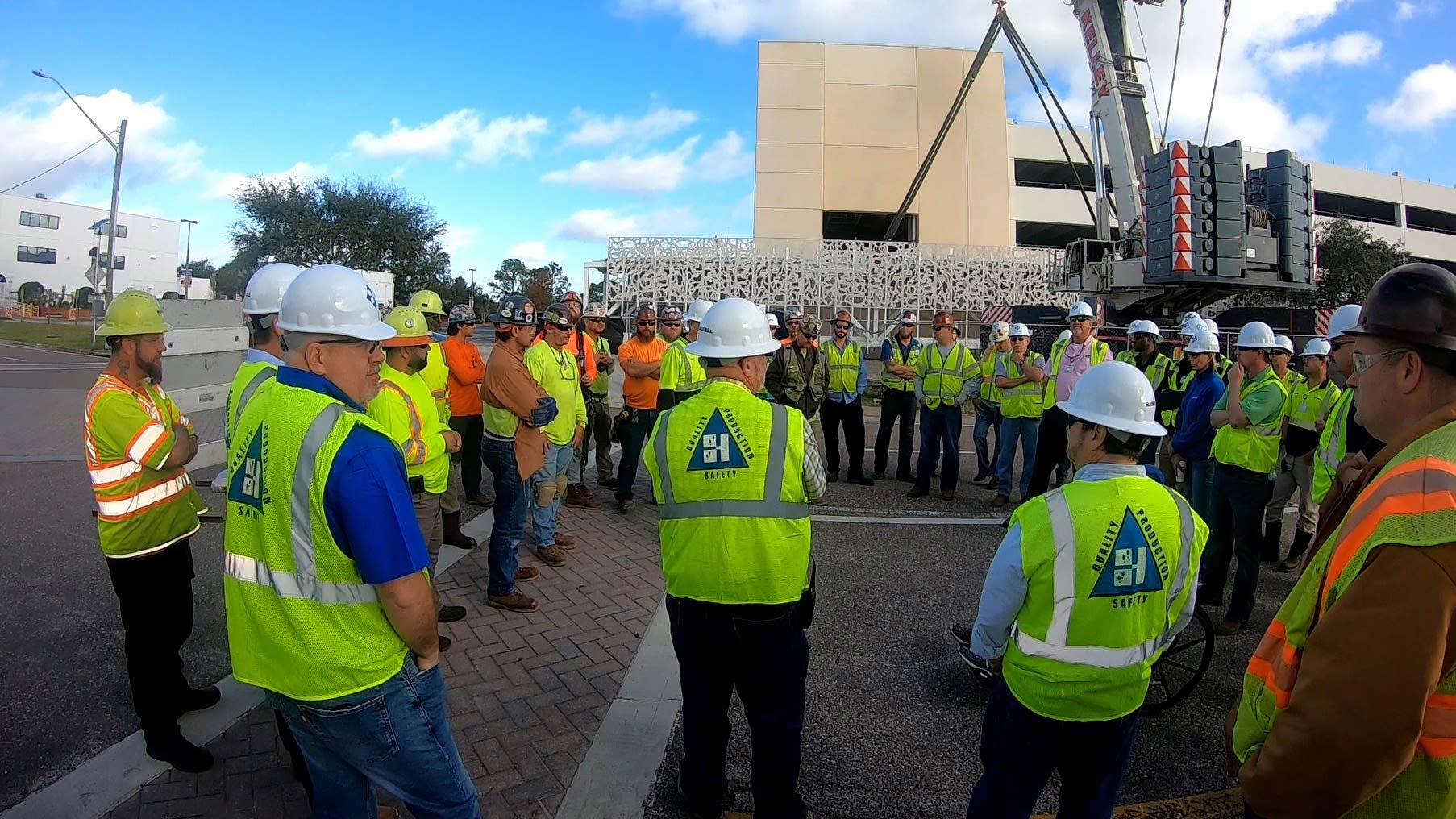 Haskell team members attending a safety meeting.