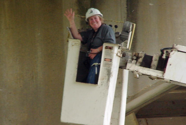 Haskell's Sue Tryon working in the field.