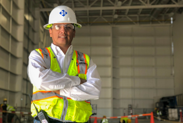 Haskell's Waldo Salado posing on a jobsite.