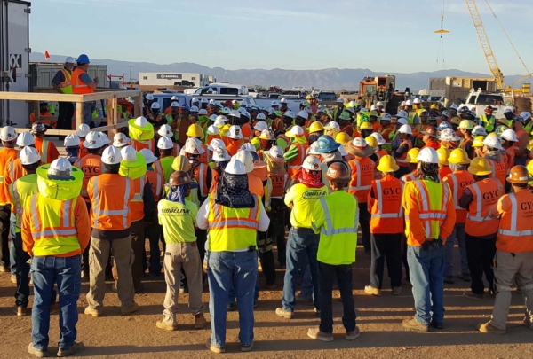 Haskell team members attending safety meeting.