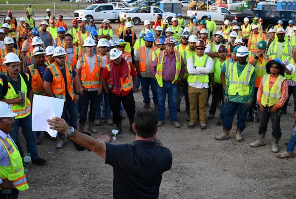 Safety check on construction job site.