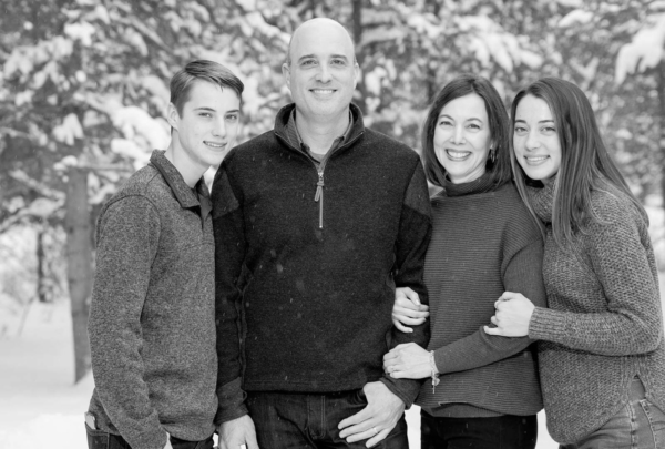 Winter scene photo of Haskell employee Todd Miller and family