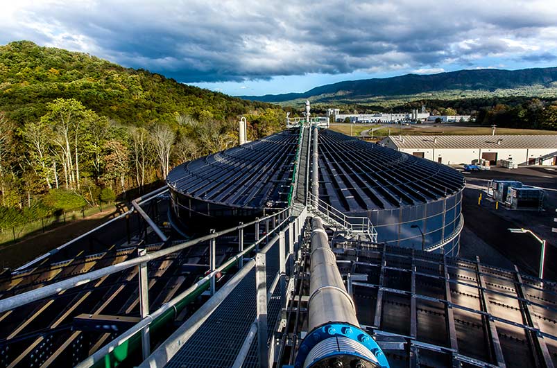 View from above the exterior storage tanks